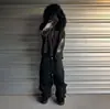 Sudaderas Estampadas Geométricas Oscuras Europeas y Americanas 2024 para Hombres y Mujeres, Sudaderas Holgadas con Cremallera Harajuku de Pareja Gótica