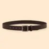 Cinturón de Moda Trendy para Mujer de Cuero Genuino Vacuno Retro Versátil Decorativo Estilo Coreano con Hebilla Cuadrada para Jeans