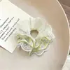 Anillo para el Cabello de Encaje Floral Rosa Dulce de Verano de Cuatro Capas Tipo Intestino Grande para Mujeres para Atar Moño de Cabello Cola de Caballo Baja Goma para el Cabello