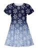 Falda Estampado Completo de Copos de Nieve Navideños Europeos y Americanos Impresión Digital 3D Transfronteriza Ropa Infantil Vestido de Princesa Vestido Casual