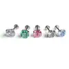 Pendientes Generales de Corte Redondo con Base Platinada de Titanio F136 Montura de Garras Base Redonda Circonita 5A Uña de Labio G23 Joyería de Piercing de Aleación de Titanio