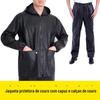 Roupas de Couro e Calças de Couro Proteção do Trabalho PU Impermeável e à Prova de Óleo Trabalho à Prova de Vento Lavagem de Carro Trabalho de Açougueiro Blusa de Couro com Capuz Calças de Couro de Proteção do Trabalho