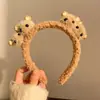 Faixa de Cabeça de Urso de Pelúcia Desenho Animado Estilo Coreano, Versátil para Sair, Faixa de Cabeça para Lavar o Rosto, Acessório de Cabelo Energético para Outono e Inverno para Meninas, Estilo Energético
