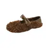Sapatos de algodão fofos e estilosos estilo coreano para mulheres, nova coleção outono/inverno 2026, com forro de fleece adicionado para aquecimento, apresentando um laço e um design raso e fofo.