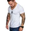 Camiseta deportiva informal de manga corta para hombre, cuello en V, a la moda, color sólido, talla europea, primavera y verano, T107, 2019