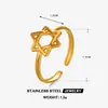 Anillo de estrella de cinco puntas hueco de acero inoxidable de moda europea y americana diseño de nicho femenino anillo de estrella versátil hip-hop