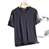 Camiseta de Malla Hielo Seda Hombre Cuello Redondo Secado Rápido Manga Corta Delgada Transpirable Media Manga Talla Grande Superior Hombre Deportivo Holgado Moderno