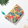 Bolsa de cosméticos de lona de gran capacidad, neceser de tela con borlas, monedero con cremallera y estampado, práctica bolsa de almacenamiento de viaje.