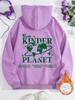 Suéter Feminino Transfronteiriço KINDER PLANET Comércio Exterior Casual Moda Suéter Feminino com Forro de Fleece Manga Longa com Capuz Camisa