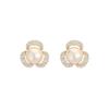 Prata Esterlina S925 Pino de Orelha Cobre Zircônia Microincrustada ins Pérola Natural de Água Doce Geométrico Simples Brincos Brincos para Mulheres Atacado