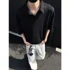 Camisa Polo Rayas de Trigo Cuello Henry para Hombre Verano Manga Corta Camiseta Cuello V Holgada Talla Grande Top con Acabado de Alta Gama