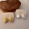 Preço Especial Liquidação Brincos Estilo Coreano Banhados a Ouro Real Zircônia Metal Estilo Pérola Simples Versátil Atacado Barraca de Rua Ornamentos de Orelha Mulheres