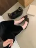 Zapatos planos de ballet estilo francés con punta cuadrada y lazo para mujer, zapatillas de ballet de felpa, sin cordones, boca poco profunda, zapatos de abuela, zapatos de temperamento