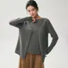 Cardigan Kang Sai Ni 100% Caxemira Pura Falso Duas Peças Borda Enrolada Gola Redonda Suéter Tricô Solto Preguiçoso Feminino