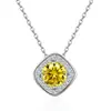 Collar de Plata de Ley 925 Transfronterizo Europeo y Americano Amazon Versátil Clásico Cuadrado Colgante Doce Piedras de Nacimiento Cuadrado Plata Moda