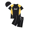 Conjunto de Traje de Baño para Niños, Dos Piezas, Protector Solar, Manga Corta, Pantalón Corto de Cinco Puntos, Corte Holgado, Talla Grande, para Niños Mayores, Venta al por Mayor de Trajes de Baño