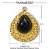 Flor de Piedra Natural Francesa Gota de Agua Diy Colgante de Acero de Titanio Geométrico Ovalado para Mujer Malachita Acero Inoxidable Joyería Colgante