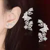 Pendientes de lazo de estilo coreano, moda creativa, elegantes, con diamantes, largos, de oro rosa, con mariposas danzantes creativas.