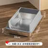 Bandeja Sanitaria para Gatos de Acero Inoxidable Semicerrada Extra Grande Anti-Salpicaduras Inodoro para Gatos Elevado Anti-Olores Caja para Excrementos de Gato Bandeja Sanitaria para Gatos Extra Grande