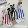 Moda Esportiva de Verão Estilo Coreano Versátil Design Color-Blocking Listrado Regata Curta de Ombro Largo para Mulheres Sem Aro