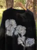 25 Años Otoño e Invierno Nuevo Estilo 100 Cachemira Cuello Redondo Tejido Bordado Flores Toalla Cepillada Suave Cera Tejido de Cachemira Superior