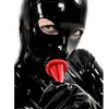 Capuz de Látex Sexy de Halloween Máscara de Látex com Zíper Máscara Engraçada para Role-Playing com Cantos Enrolados