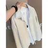 Camisa de Textura Espiga de Trigo Color Blanco Roto para Hombre Otoño Estilo Old Money Alto Sentido de Inteligencia Ropa Camisa Chaqueta de Corte Limpio