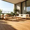 Mesa y Sillas de Teca para Exteriores Villa al Aire Libre Mesa y Sillas de Comedor de Madera Anticorrosión Muebles de Jardín para Balcón Exterior Personalización de Fábrica Transfronteriza