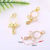Pendente de Anel em Forma de Flor Borboleta com Zircônia Microcravejada em Ouro 18K que Preserva a Cor Acessórios de Joias Pendentes para Pulseira e Colar DIY