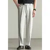 [Série Elite CBD] Calça Masculina de Dobra Única com Fivela de Couro Ajustável Primavera/Verão 2025 Business Micro Cone Calça Casual