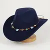 Nuevo Sombrero de Vaquero Occidental Comercio Exterior Transfronterizo Sombrero de Fieltro Estilo Étnico Unisex Estilo Tibetano Ala Curvada Accesorios de Joya Estrella