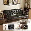 Sofá de Tecido, Madeira Maciça Vintage, Dois ou Três Lugares, Estilo Mid-Century, Sala de Estar de Apartamento Pequeno, Pousada, Lazer, Sofá Verde Pequeno de Linhas Retas