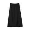 Runchi Moda Feminina Plus Size Estilo Fada Old Money Vestido Longo Drapeado com Fenda Lateral 9475 Estilo Fileira Dupla Falso Duas Peças Cetim