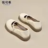 Sapatos Femininos de Couro Genuíno Estilo Francês Simples Par com Saias Outono 2026 Novos Sapatos Mary Jane Planos Versáteis Mocassins