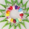 Decoração Floral de Tulipas Artificiais em Material PU Personalizado, Vegetação Semi-Artesanal para Mesa de Escritório, Tulipas Festivas