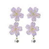 Brincos Bordados de Flor de Cinco Pétalas Estilo Novo de Primavera, Brincos de Flor Frescos e Doces, Brincos Exquisitos, Delicados, Compactos e Versáteis