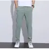 Calças Casuais Masculinas Verão Novo Quatro Lados Elástico Gelo Fino Gelo Seda Calça Reta Leve Costura Empresarial Coreano Calças Slim