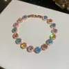 Pulseira com Fecho de Flor Redonda de Zircônia Luz de Luxo High-End Exquisito Anel de Mão Design Sensação Moda Versátil Joia de Mão Atacado