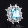 Deseo transfronterizo TikTok venta caliente retro simulación aguamarina para mujer traje incrustado de diamantes piedra principal 10*14