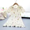 Camisola de Menina Estilo Verão Algodão Nuvem Pijama Infantil Primavera e Verão Estilo Princesa Roupas de Casa de Manga Curta para Crianças Maiores Usarem Fora