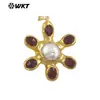 Wt-Jp473 Girassol Más Vendido Perla de Agua Dulce Natural Piedra Preciosa de Colores Colgante de Collar Chapado en Oro de 18 Quilates