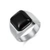 Anel Quadrado de Pedra Olho de Tigre Europeu e Americano de Pedra Natural Aço Titânio Masculino Personalizado High-End Moda Brilhante Joia de Mão