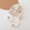 Nuevo gorro de invierno para niños con estrella y orejas de gato, gorro de lana para niñas, gorro de punto grueso a prueba de viento y cálido para bebés niños