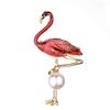 Broche nuevo ropa coreana broche de animal pintado perla suéter abrigo aleación flamenco broche venta al por mayor