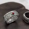 Nuevo Anillo de Estilo Étnico Tendencia Nacional, Anillo Retro para Hombres y Mujeres, Mantra de Seis Caracteres Retro, Tendencia de Anillo de Pareja Rotatorio