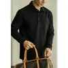 Camisa Polo de Peso Pesado de Doble Cara con Capa de Aire y Mangas Largas para Hombre Primavera 2025 Cuello Solapa Casual de Negocios Ropa de Trabajo Camiseta