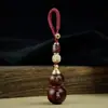 Calabaza de Sándalo Rojo con Incrustaciones de Plata, Colgante de Calabaza Doble Felicidad, Incrustado con Adorno de Llavero de Paz y Alegría, Personalizable