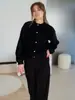 Jaqueta Cardigan de Veludo Imitação de Visom para Mulheres no Outono e Inverno Nova Macia Top Outerwear Estilo Preguiçoso Solto Tricô de Cor Pura Tricô