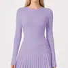 Camiseta de Manga Larga Transfronteriza para Mujer, Nuevo Estilo Primavera 2026, Cuello Redondo, Hombro Normal, Corte Ajustado, Ceñido, Top Deportivo Corto