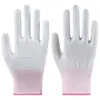 Guantes de nailon morados claros finos antideslizantes resistentes al desgaste transpirables cómodos alta elasticidad jardinería plantación recolección clasificación de paquetería express manipulación